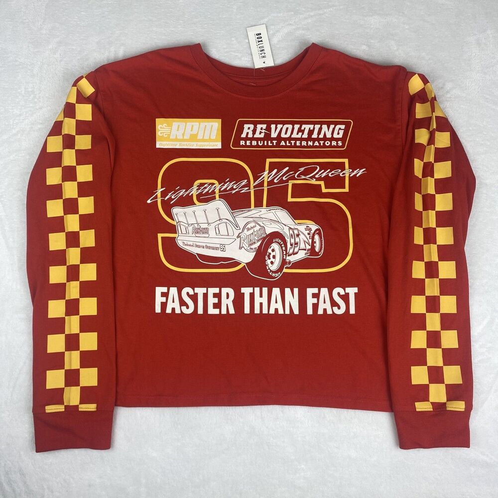 Disney Pixar Cars Graphic Shirt Womens Medium Red Long Sleeve Casual